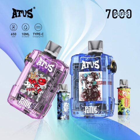 DE012 E-papierosy jednorazówka 7000 Puffs z możliwością ładowania i regulowanym przepływem powietrza ATVS Vape