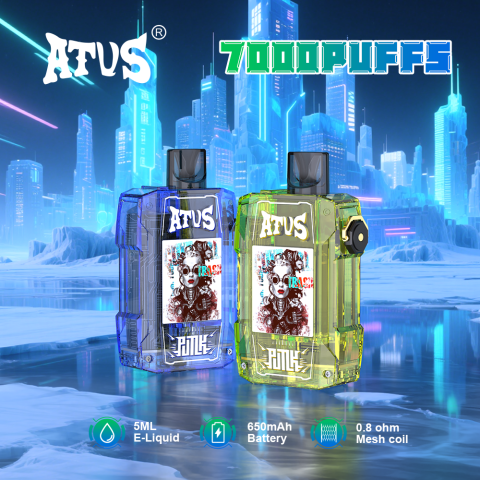 DE012 E-papierosy jednorazówka 7000 Puffs z możliwością ładowania i regulowanym przepływem powietrza ATVS Vape