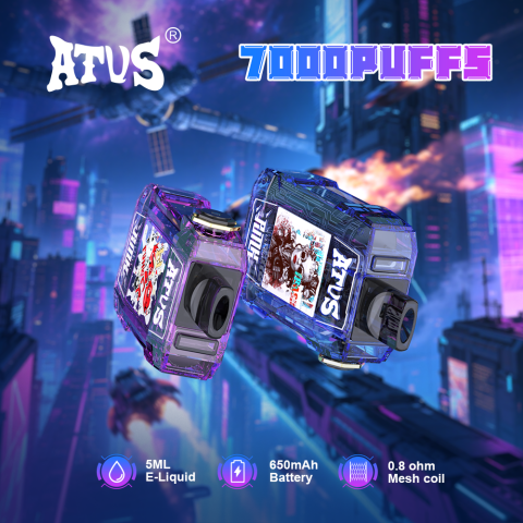DE012 E-papierosy jednorazówka 7000 Puffs z możliwością ładowania i regulowanym przepływem powietrza ATVS Vape