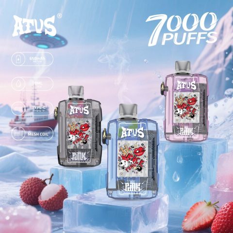 DE012 E-papierosy jednorazówka 7000 Puffs z możliwością ładowania i regulowanym przepływem powietrza ATVS Vape