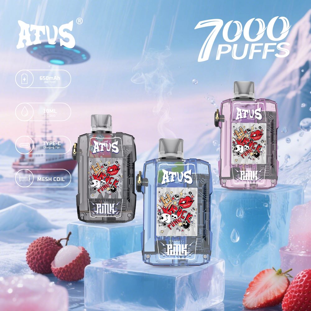 DE012 E-papierosy jednorazówka 7000 Puffs z możliwością ładowania i regulowanym przepływem powietrza ATVS Vape