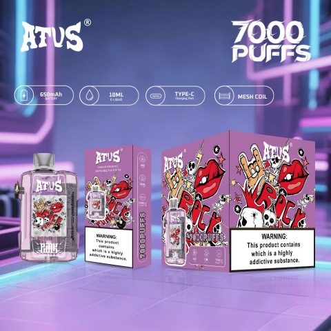 DE012 E-papierosy jednorazówka 7000 Puffs z możliwością ładowania i regulowanym przepływem powietrza ATVS Vape