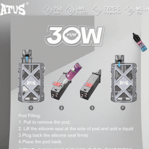 DE012 E-papierosy jednorazówka 7000 Puffs z możliwością ładowania i regulowanym przepływem powietrza ATVS Vape