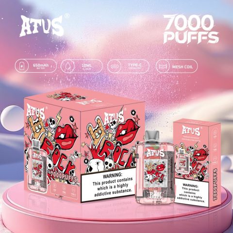 DE012 E-papierosy jednorazówka 7000 Puffs z możliwością ładowania i regulowanym przepływem powietrza ATVS Vape