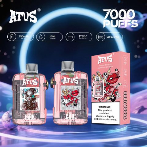 DE012 E-papierosy jednorazówka 7000 Puffs z możliwością ładowania i regulowanym przepływem powietrza ATVS Vape