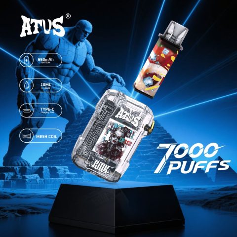 DE012 E-papierosy jednorazówka 7000 Puffs z możliwością ładowania i regulowanym przepływem powietrza ATVS Vape