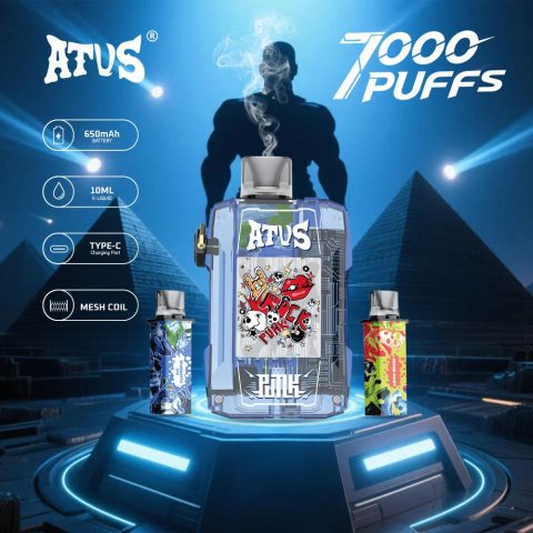 DE012 E-papierosy jednorazówka 7000 Puffs z możliwością ładowania i regulowanym przepływem powietrza ATVS Vape