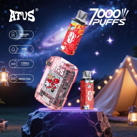 DE012 E-papierosy jednorazówka 7000 Puffs z możliwością ładowania i regulowanym przepływem powietrza ATVS Vape