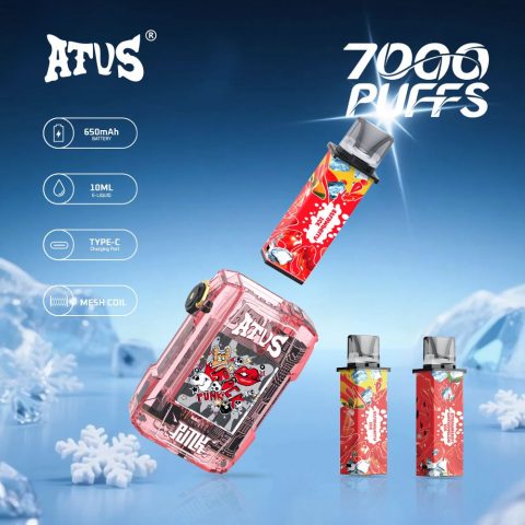 DE012 E-papierosy jednorazówka 7000 Puffs z możliwością ładowania i regulowanym przepływem powietrza ATVS Vape