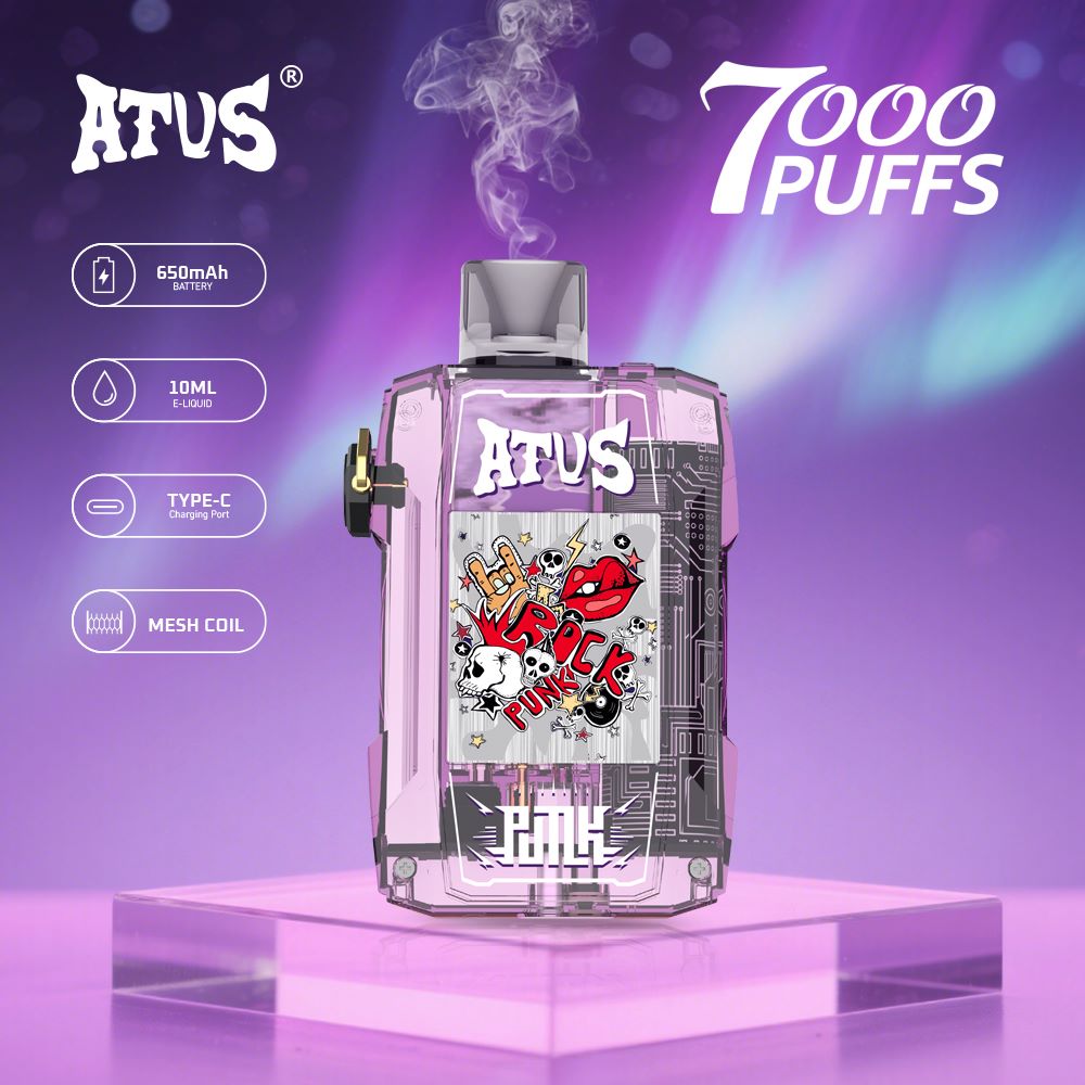 DE012 E-papierosy jednorazówka 7000 Puffs z możliwością ładowania i regulowanym przepływem powietrza ATVS Vape