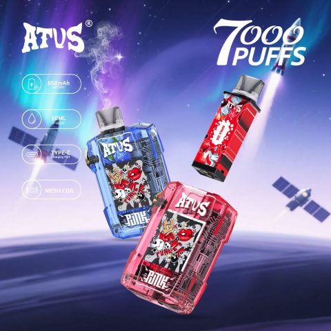 DE012 E-papierosy jednorazówka 7000 Puffs z możliwością ładowania i regulowanym przepływem powietrza ATVS Vape