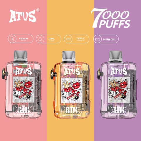 DE012 E-papierosy jednorazówka 7000 Puffs z możliwością ładowania i regulowanym przepływem powietrza ATVS Vape