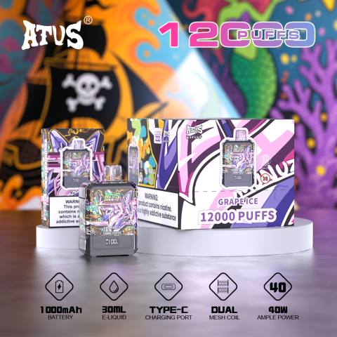 DE013A E-papierosy jednorazówka 12000 Puffs z wyświetlaczem LED i regulowanym przepływem powietrza