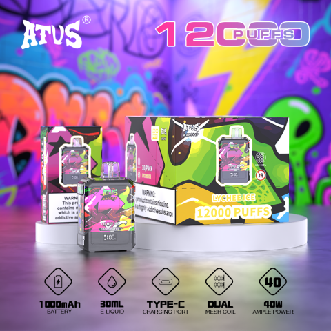 DE013A E-papierosy jednorazówka 12000 Puffs z wyświetlaczem LED i regulowanym przepływem powietrza