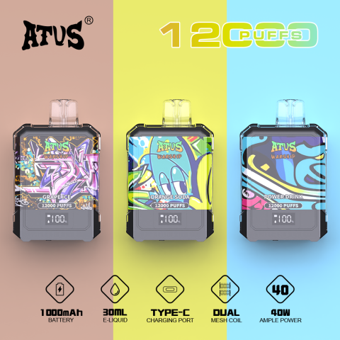 DE013A E-papierosy jednorazówka 12000 Puffs z wyświetlaczem LED i regulowanym przepływem powietrza