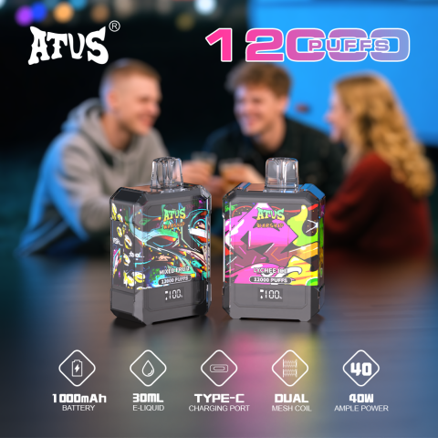 DE013A E-papierosy jednorazówka 12000 Puffs z wyświetlaczem LED i regulowanym przepływem powietrza