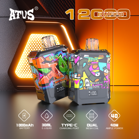 DE013A E-papierosy jednorazówka 12000 Puffs z wyświetlaczem LED i regulowanym przepływem powietrza