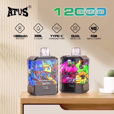 DE013A E-papierosy jednorazówka 12000 Puffs z wyświetlaczem LED i regulowanym przepływem powietrza