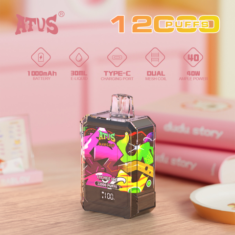 DE013A E-papierosy jednorazówka 12000 Puffs z wyświetlaczem LED i regulowanym przepływem powietrza