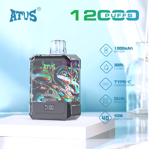 DE013A E-papierosy jednorazówka 12000 Puffs z wyświetlaczem LED i regulowanym przepływem powietrza