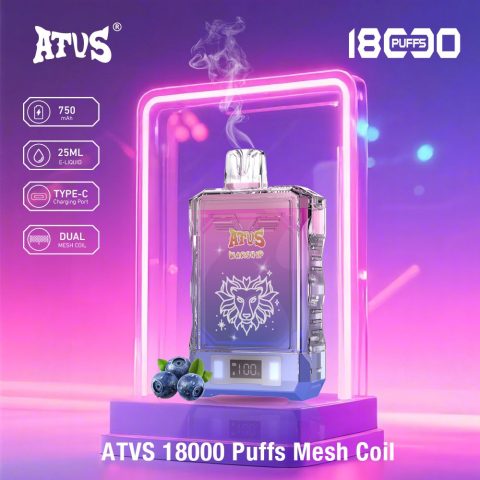 DE015 E-papierosy jednorazówka 18000 Puffs z wyświetlaczem LED i regulowanym przepływem powietrza, ładowany ATVS Vape
