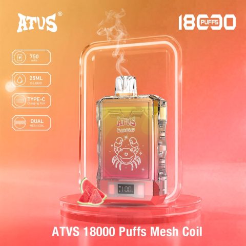 DE015 E-papierosy jednorazówka 18000 Puffs z wyświetlaczem LED i regulowanym przepływem powietrza, ładowany ATVS Vape