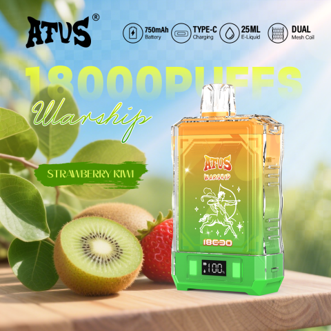 DE015 E-papierosy jednorazówka 18000 Puffs z wyświetlaczem LED i regulowanym przepływem powietrza, ładowany ATVS Vape