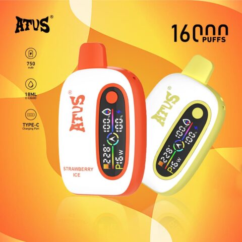 DE016 E-papierosy jednorazówka 16000 Puffs z wyświetlaczem LED i regulowanym przepływem powietrza, ładowalny ATVS Vape