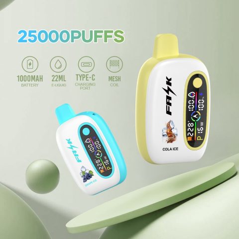 DE016 E-papierosy jednorazówka 25000 Puffs z wyświetlaczem LED i regulowanym przepływem powietrza, ładowalny ATVS Vape