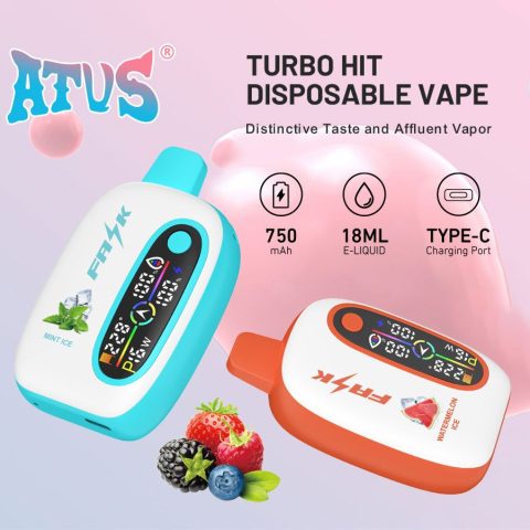 DE016 E-papierosy jednorazówka 25000 Puffs z wyświetlaczem LED i regulowanym przepływem powietrza, ładowalny ATVS Vape