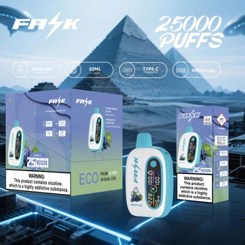 DE016 E-papierosy jednorazówka 25000 Puffs z wyświetlaczem LED i regulowanym przepływem powietrza, ładowalny ATVS Vape