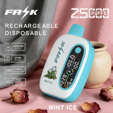DE016 E-papierosy jednorazówka 25000 Puffs z wyświetlaczem LED i regulowanym przepływem powietrza, ładowalny ATVS Vape