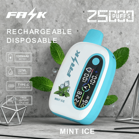 DE016 E-papierosy jednorazówka 25000 Puffs z wyświetlaczem LED i regulowanym przepływem powietrza, ładowalny ATVS Vape