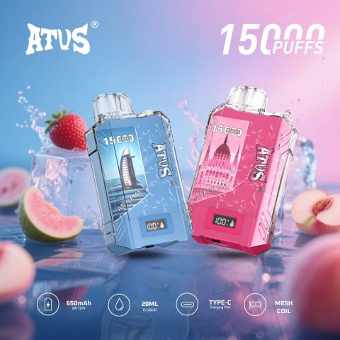 DE017 E-papierosy jednorazówka 15000 Puffs z wyświetlaczem LED i regulowanym przepływem powietrza, ładowany ATVS Vape