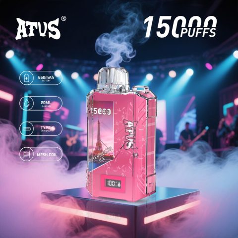 DE017 E-papierosy jednorazówka 15000 Puffs z wyświetlaczem LED i regulowanym przepływem powietrza, ładowany ATVS Vape