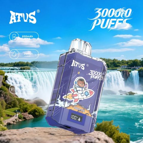 DE017 E-papierosy jednorazówka 30000 Puffs z wyświetlaczem LED i regulowanym przepływem powietrza, ładowany ATVS Vape