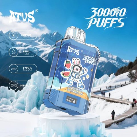 DE017 E-papierosy jednorazówka 30000 Puffs z wyświetlaczem LED i regulowanym przepływem powietrza, ładowany ATVS Vape