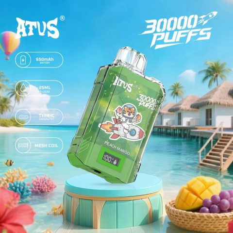 DE017 E-papierosy jednorazówka 30000 Puffs z wyświetlaczem LED i regulowanym przepływem powietrza, ładowany ATVS Vape