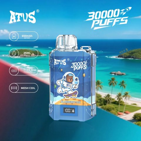 DE017 E-papierosy jednorazówka 30000 Puffs z wyświetlaczem LED i regulowanym przepływem powietrza, ładowany ATVS Vape