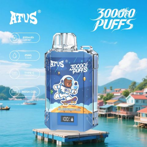 DE017 E-papierosy jednorazówka 30000 Puffs z wyświetlaczem LED i regulowanym przepływem powietrza, ładowany ATVS Vape