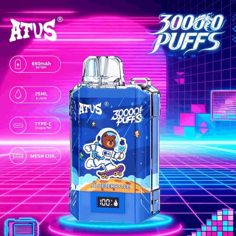 DE017 E-papierosy jednorazówka 30000 Puffs z wyświetlaczem LED i regulowanym przepływem powietrza, ładowany ATVS Vape