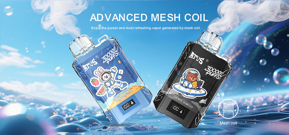 DE017 E-papierosy jednorazówka 30000 Puffs z wyświetlaczem LED i regulowanym przepływem powietrza, ładowany ATVS Vape