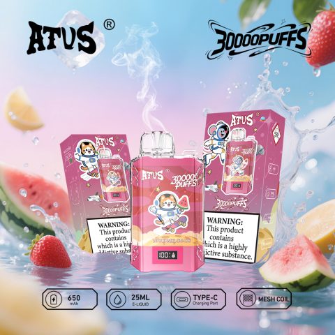 DE017 E-papierosy jednorazówka 30000 Puffs z wyświetlaczem LED i regulowanym przepływem powietrza, ładowany ATVS Vape