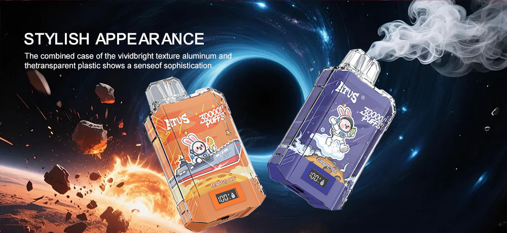 DE017 E-papierosy jednorazówka 30000 Puffs z wyświetlaczem LED i regulowanym przepływem powietrza, ładowany ATVS Vape