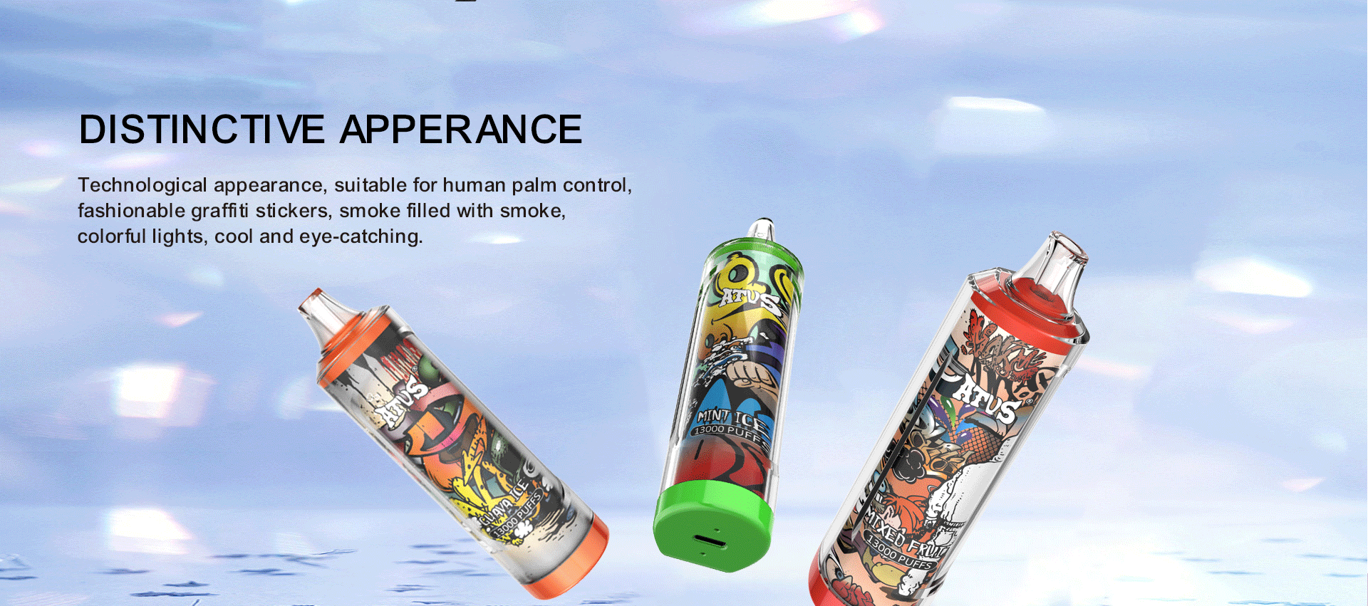 DE018 13000 zaciągnięć Jednorazowy Vape z akumulatorem ATVS Vape