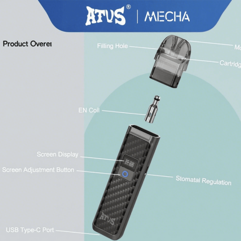 DE019MINI możliwością ponownego napełniania Pod z Urządzenie systemowe z zestawem kapsułek ATVS Vape