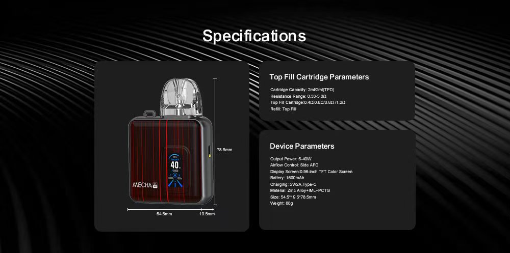 DE019PRO możliwością ponownego napełniania Pod z Urządzenie systemowe z zestawem kapsułek ATVS Vape