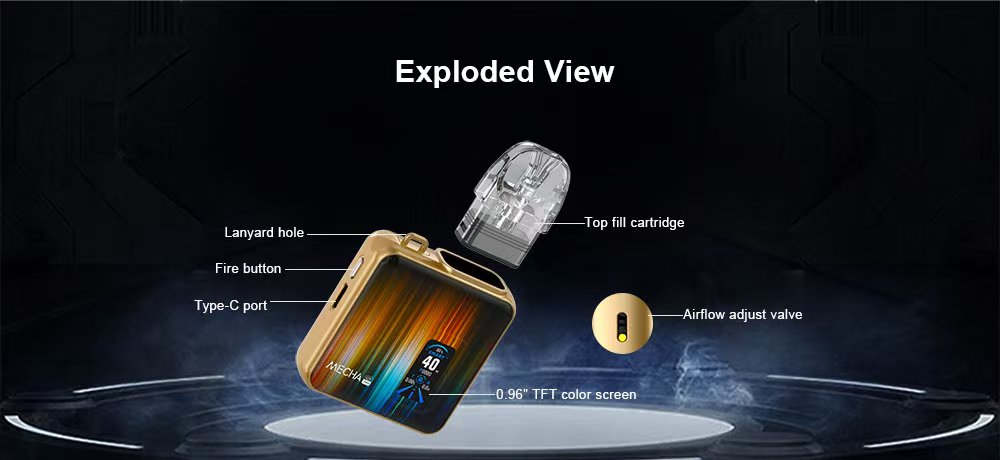 DE019PRO możliwością ponownego napełniania Pod z Urządzenie systemowe z zestawem kapsułek ATVS Vape