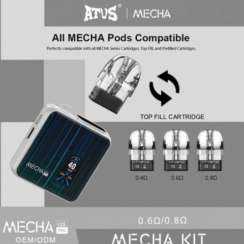 DE019PRO możliwością ponownego napełniania Pod z Urządzenie systemowe z zestawem kapsułek ATVS Vape