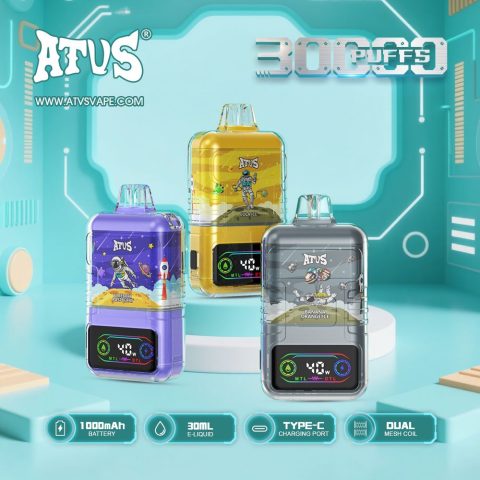 DE021 E-papierosy jednorazówka 30000 Puffs z wyświetlaczem LED i regulowanym przepływem powietrza MTL DTL ATVS Vape